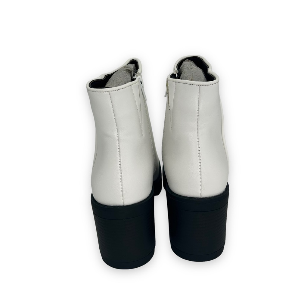 White Women's Ankle Boots with Block Heel - Picture 7 of 11